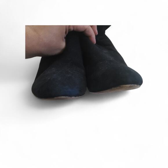 Via Spiga Black Suede Ankle Booties 8.5M Gold Metallic Block Heel Vero Cuoio - Picture 8 of 13